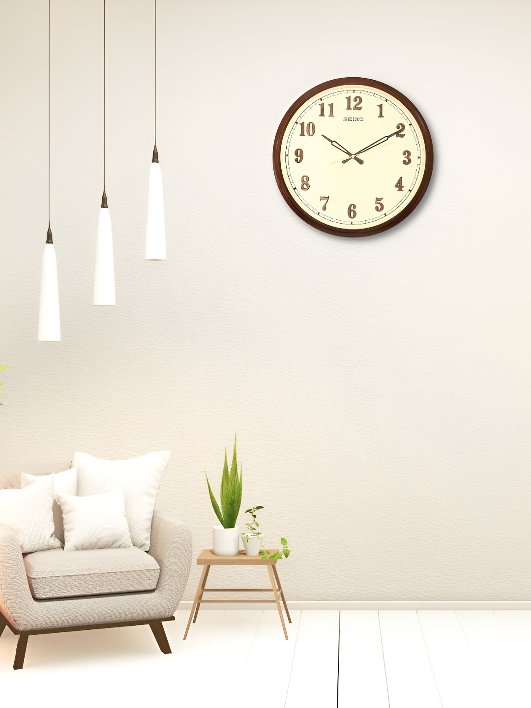 

SEIKO Brown & Cream Printed Round Traditional Wall Clock