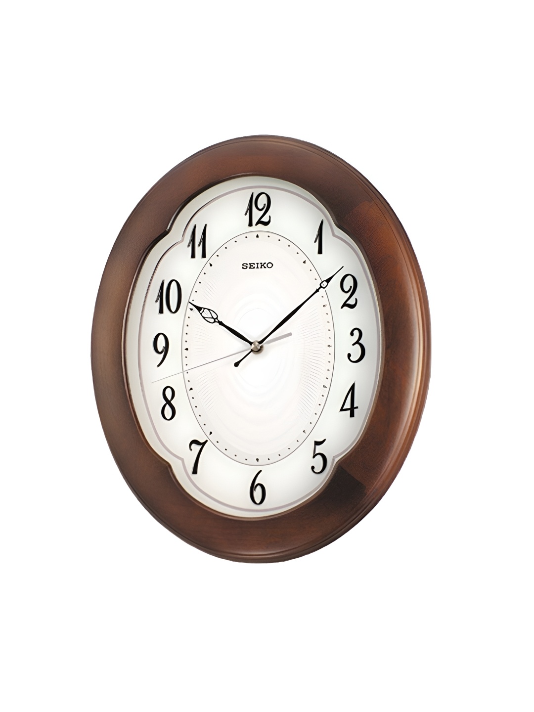 

SEIKO Brown & White Printed Oval Wooden Traditional Wall Clock