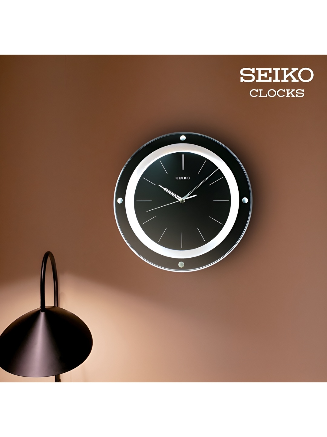 

SEIKO Black & White Printed Round Traditional Wall Clock