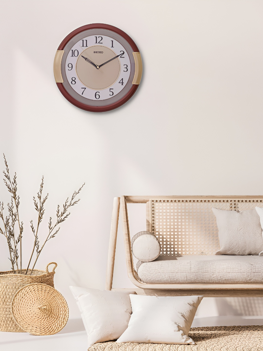 

SEIKO Brown & White Printed Round Traditional Wall Clock