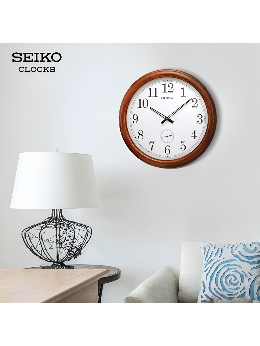 

SEIKO Brown & White Traditional Analogue Wall Clock