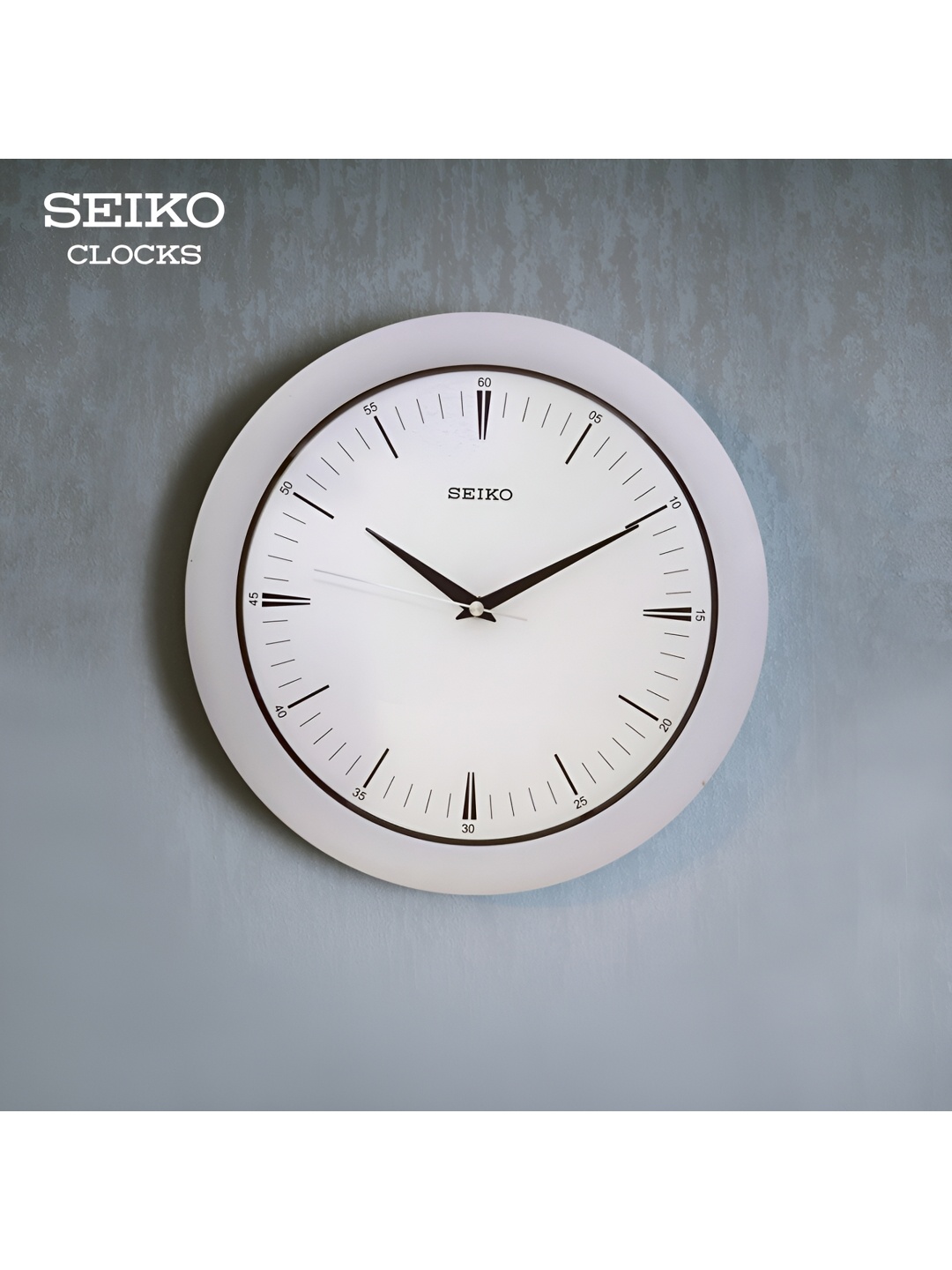 

SEIKO Grey & White Printed Round Traditional Wall Clock
