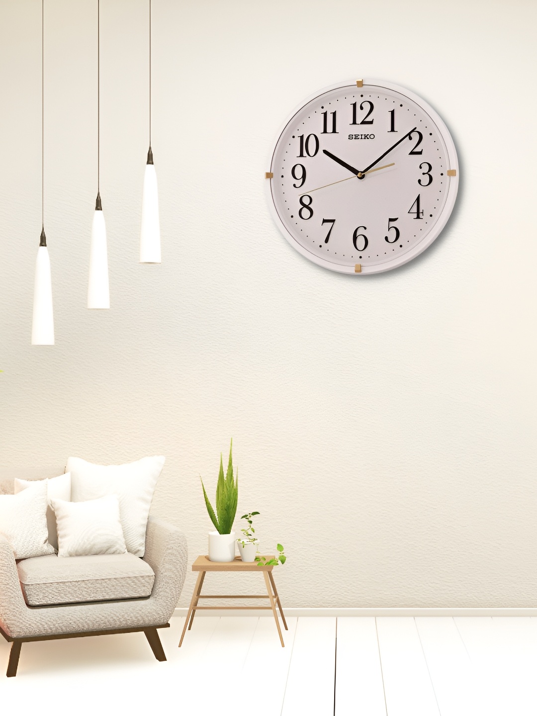 

SEIKO White & Black Printed Round Traditional Wall Clock