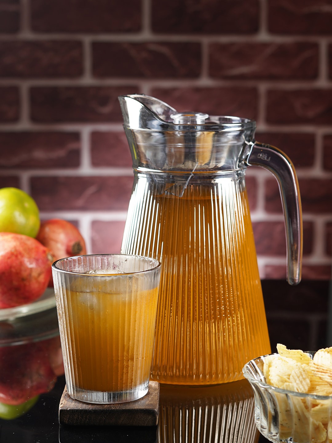 

ceradeco Transparent 7 Pieces Glass Water or Juice Glass with Jug, Grey