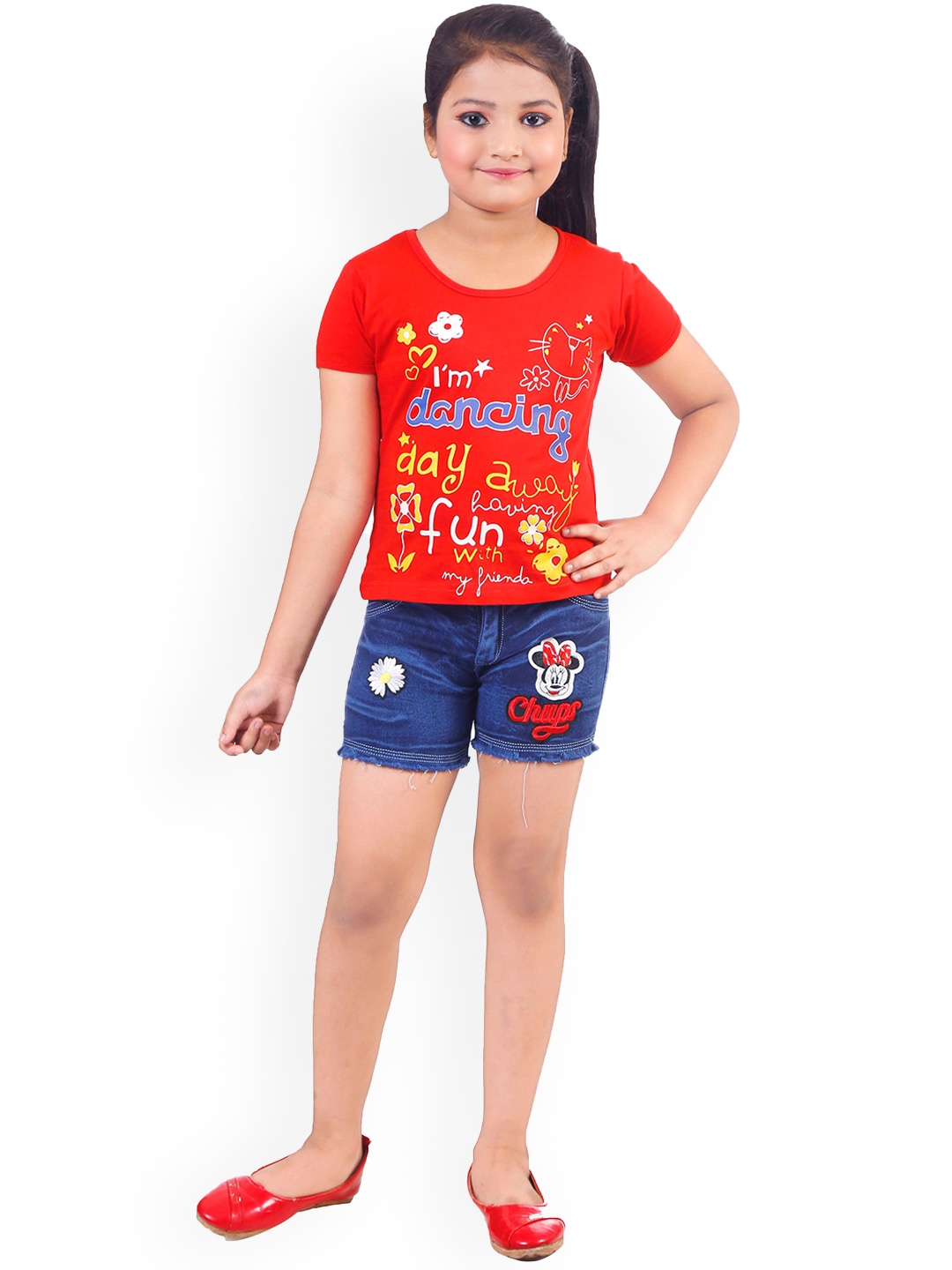 

BAESD Girls Minnie Mouse Embroidered Denim Shorts, Blue