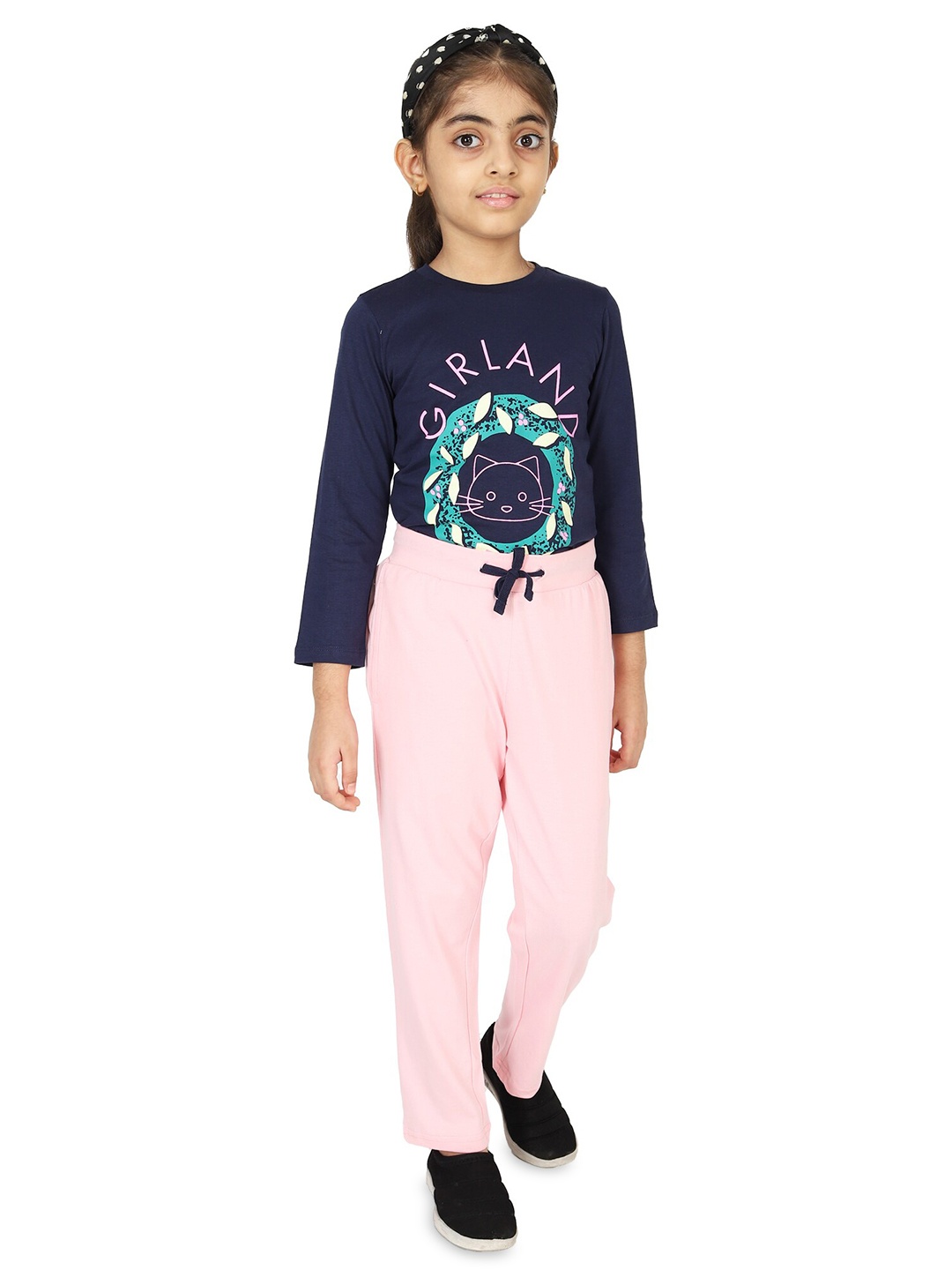 

BAESD Girls Printed Pure Cotton Top with Trousers, Blue