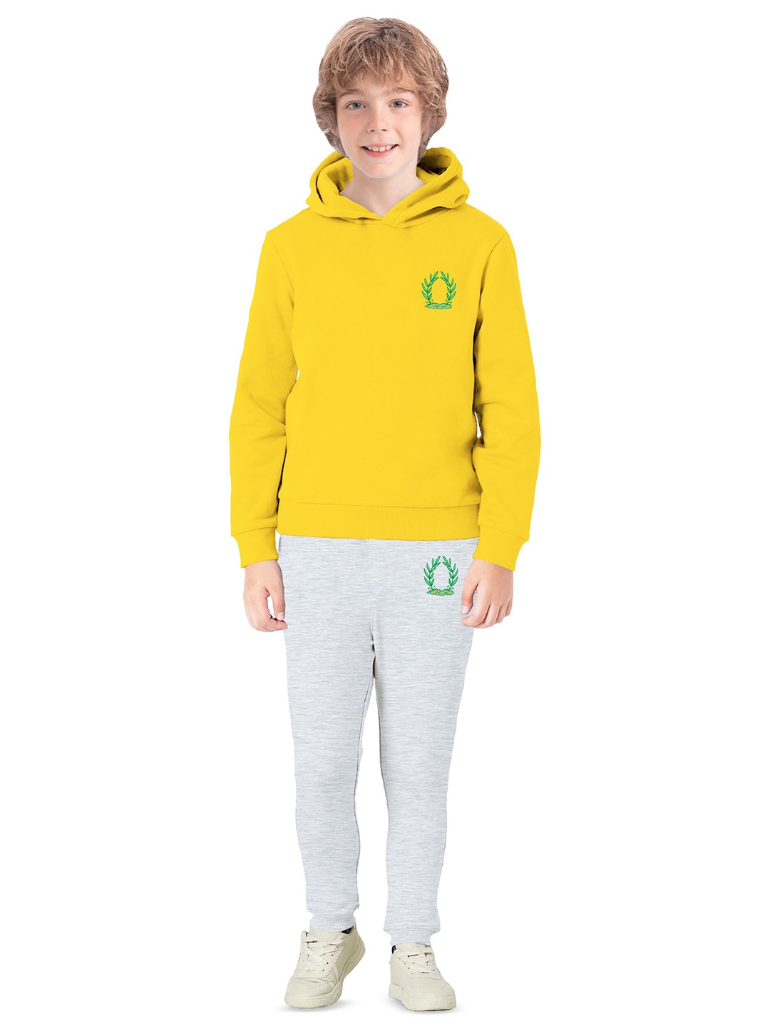 

BAESD Boys Typography Printed Hooded Cotton Fleece Sweatshirt, Yellow