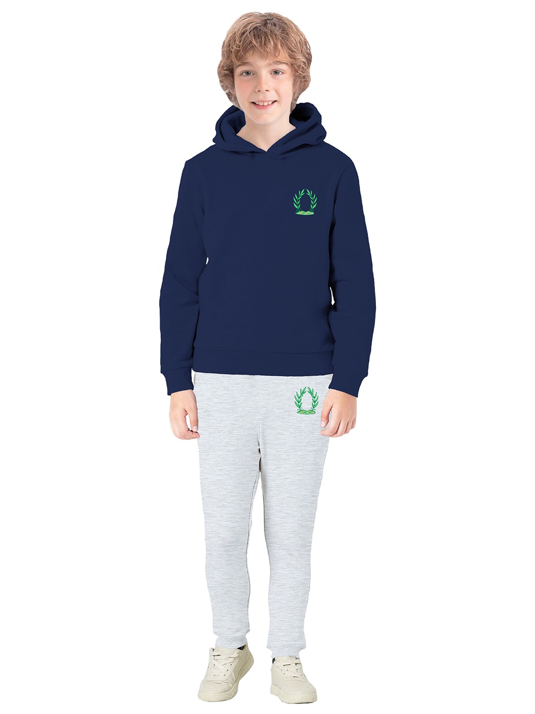 

BAESD Boys Typography Printed Hooded Fleece Cotton Sweatshirt, Navy blue