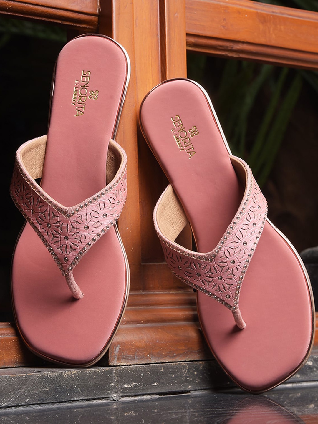 

Liberty Embellished Open Toe Flats, Peach