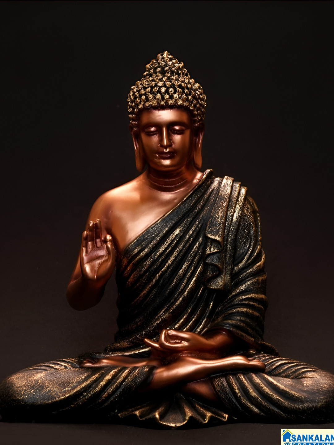 

SANKALAN CREATIONS Copper Toned & Gold Toned Meditating Buddha Idol Showpiece