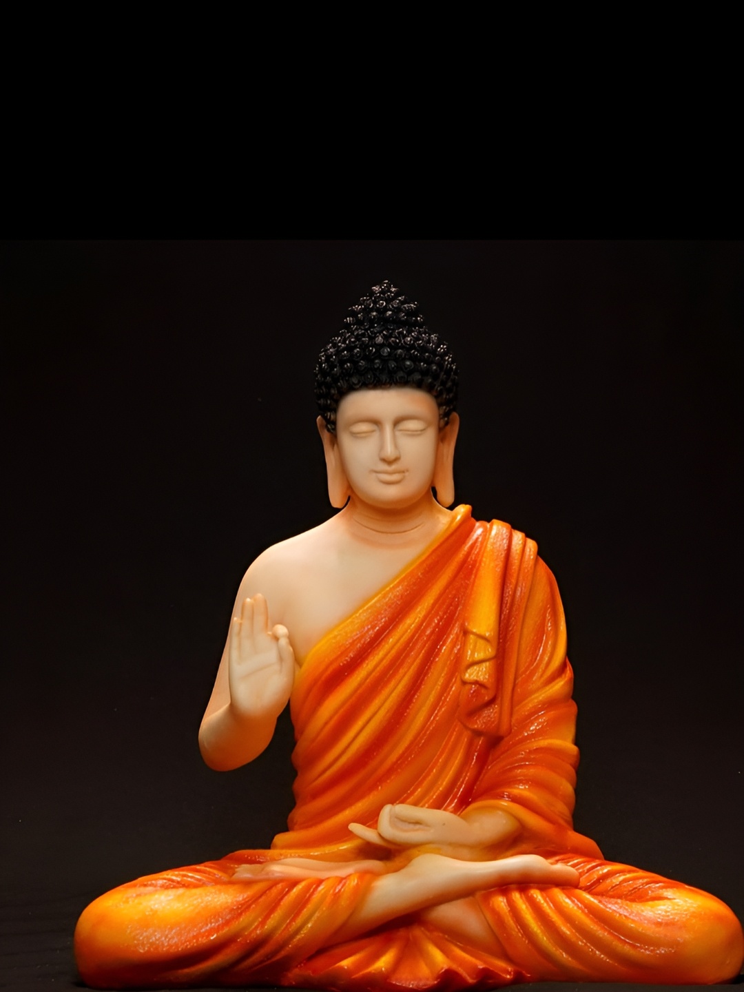 

SANKALAN CREATIONS Orange Meditating Buddha Idol Showpiece
