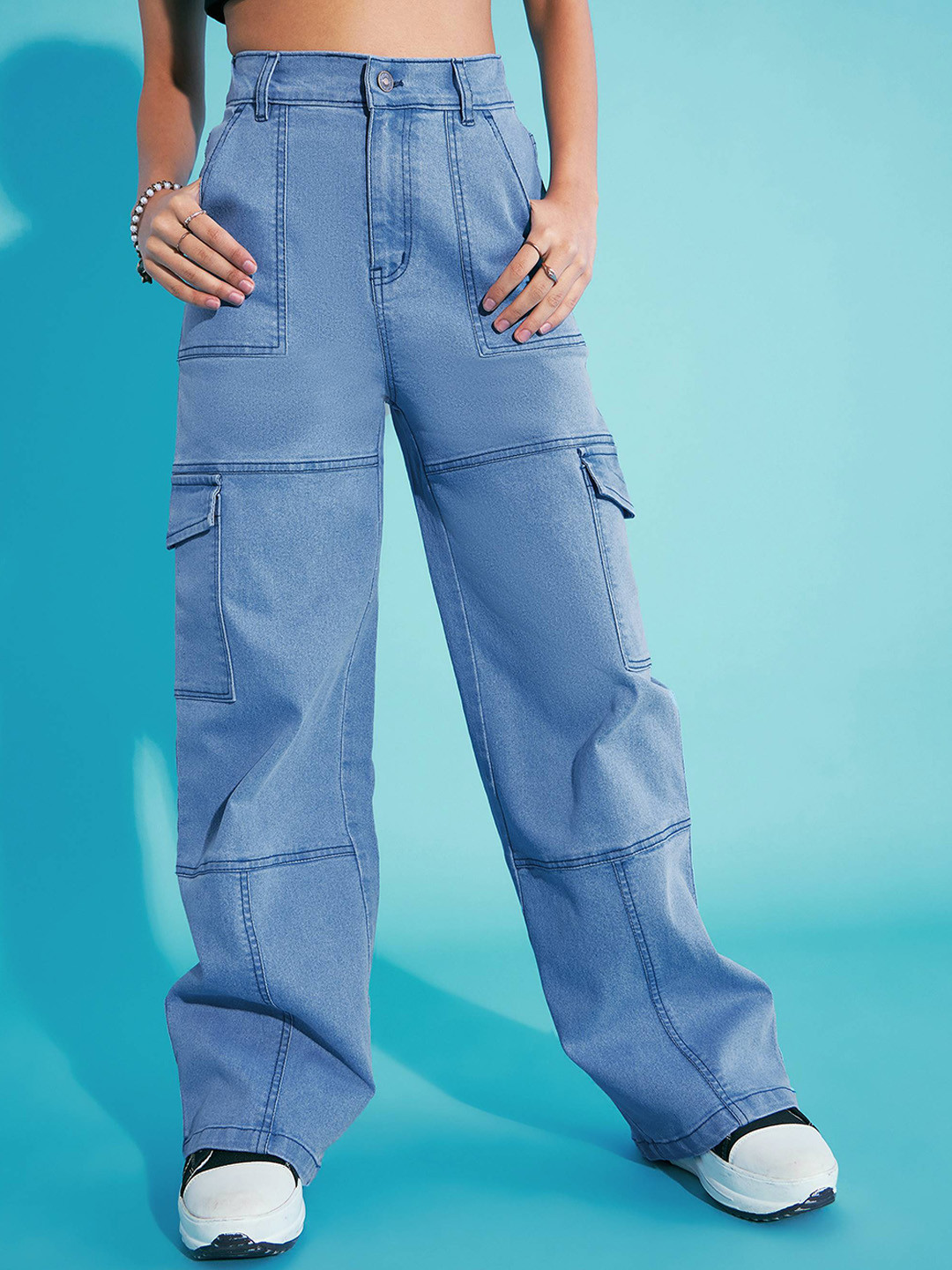 

Noh.Voh - SASSAFRAS Kids Girls Relaxed Fit High-Rise Slash Knee Stretchable Jeans, Blue