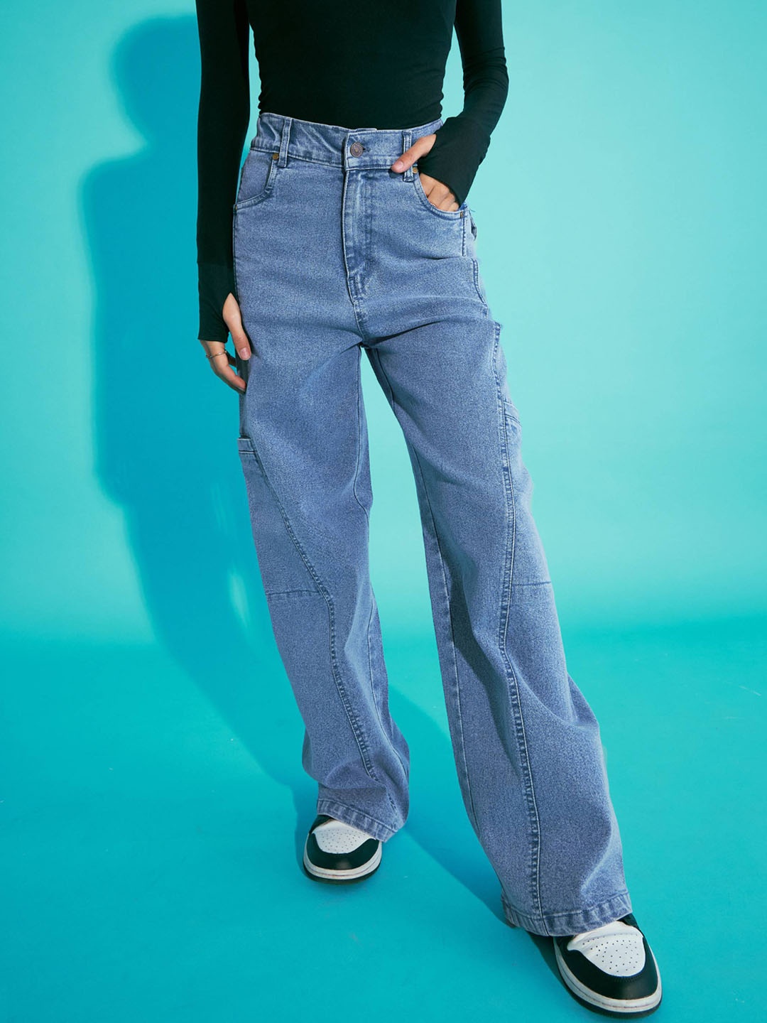 

Noh.Voh - SASSAFRAS Kids Girls Relaxed Fit High-Rise Stretchable Jeans, Blue