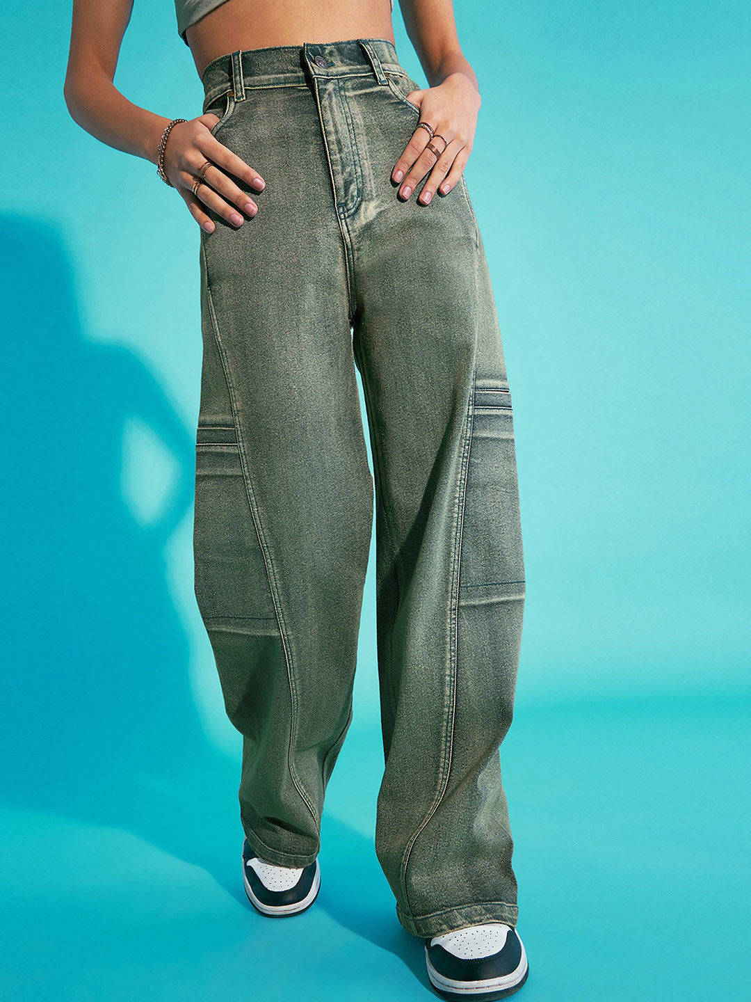 

Noh.Voh - SASSAFRAS Kids Girls Relaxed Fit High-Rise Stretchable Jeans, Yellow