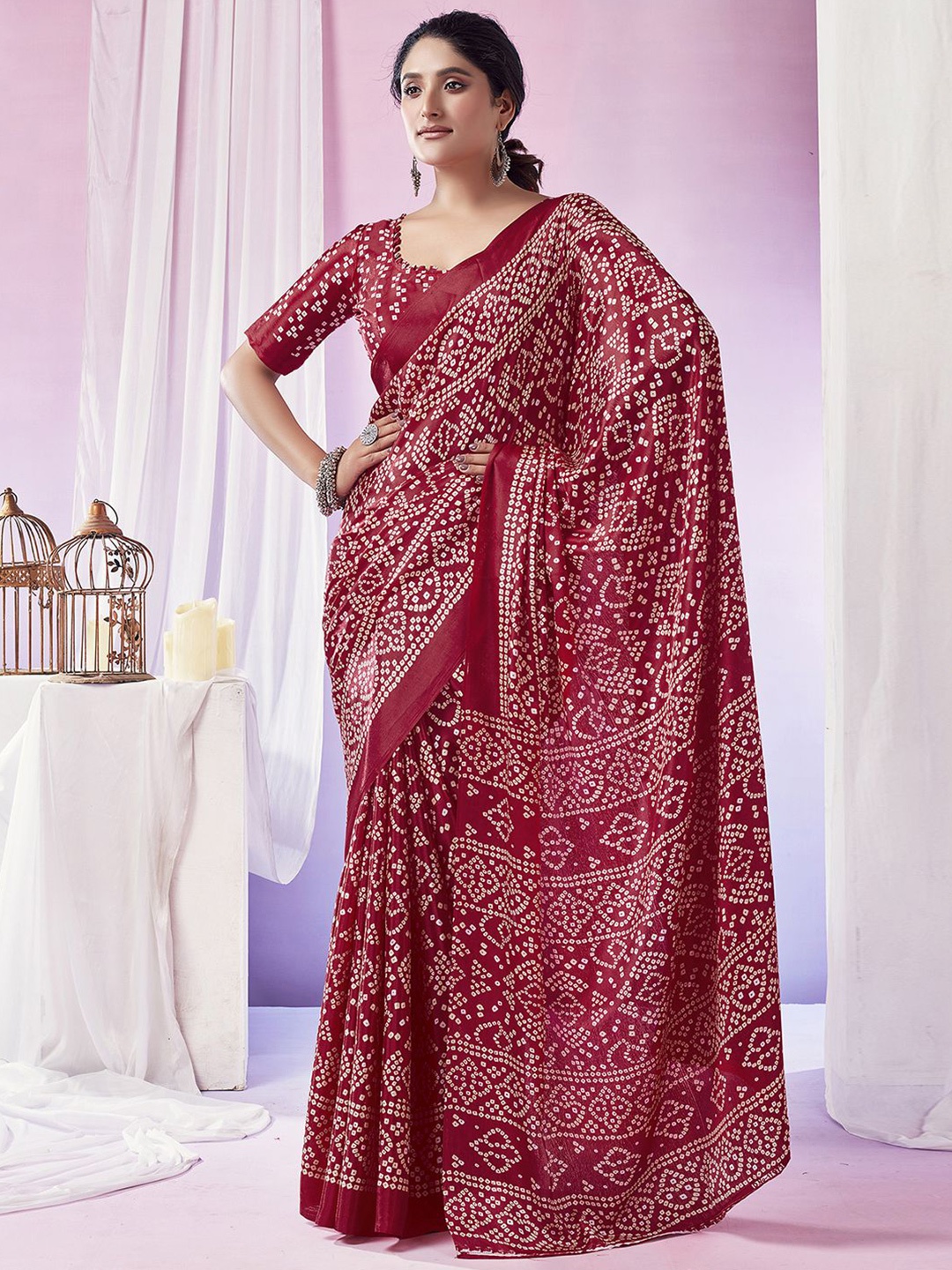 

KALINI Bandhani Bandhani Saree, Red