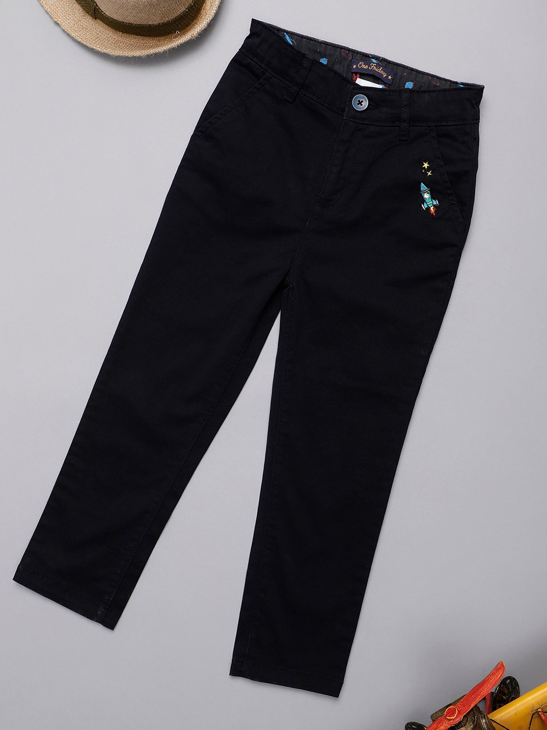 

One Friday Boys Smart Mid-Rise Regular Fit Regular Trousers, Black