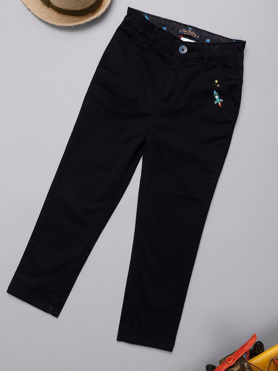 

One Friday Boys Smart Mid-Rise Regular Fit Regular Trousers, Black