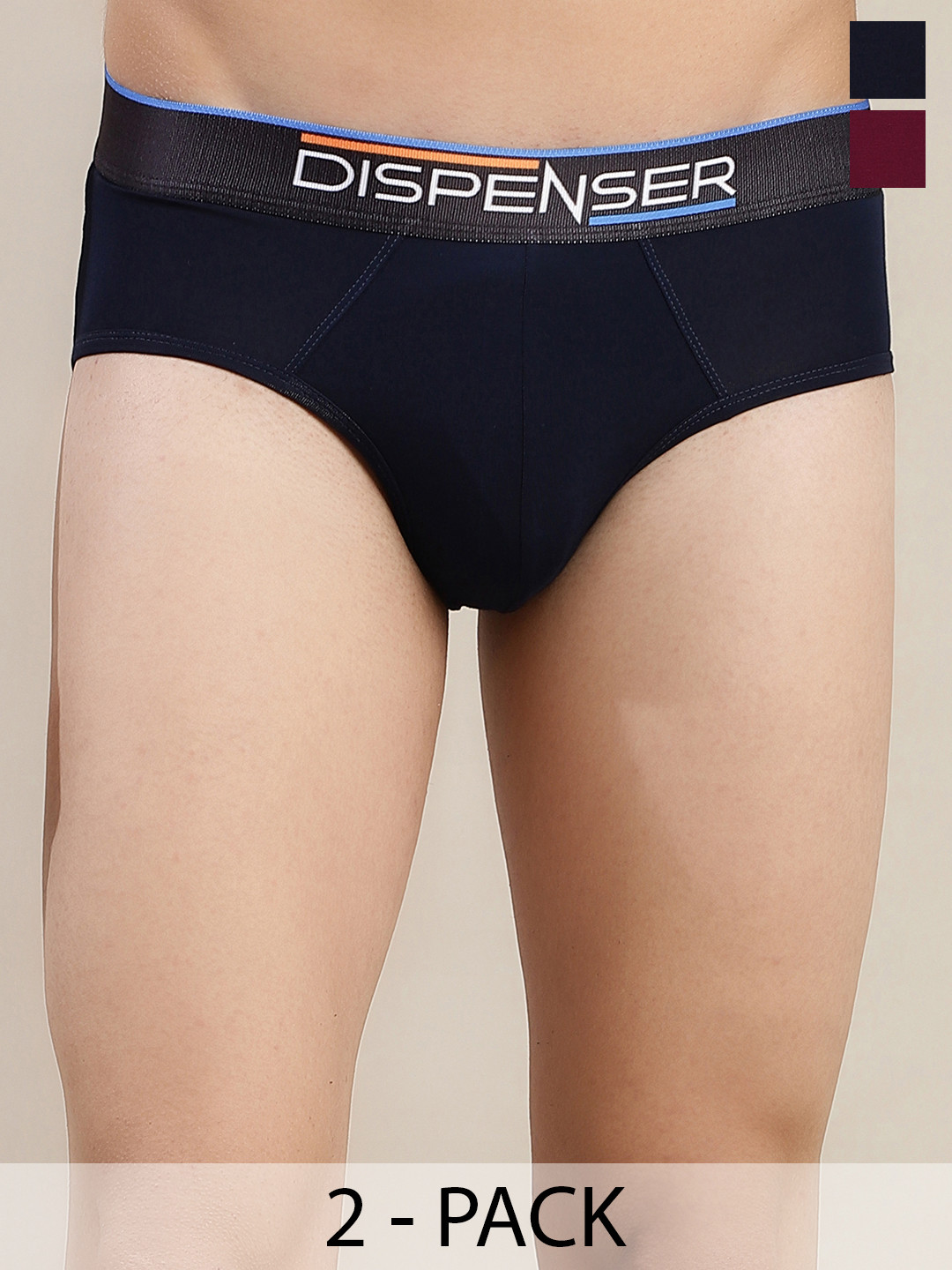 

DISPENSER Pack Of 2 Ultrasoft Basic Briefs S2-Brief-Maroon-Navy-M
