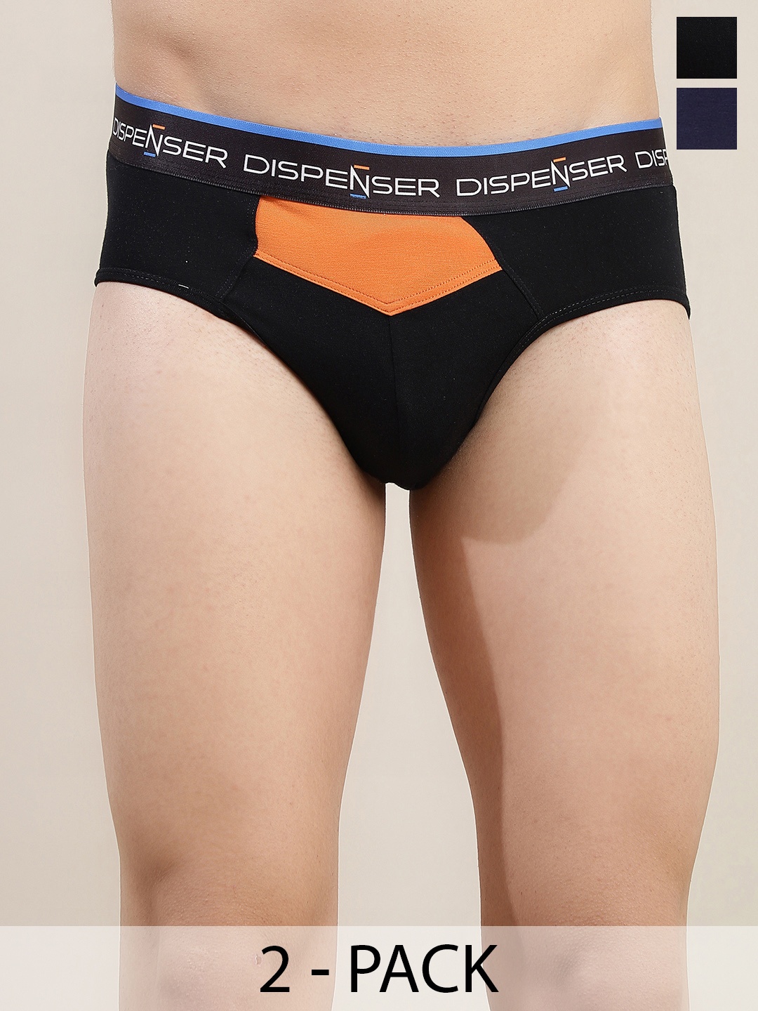 

DISPENSER Pack Of 2 Ultrasoft Anti-Microbial Basic Briefs S3-Brief-Black-Blue-M