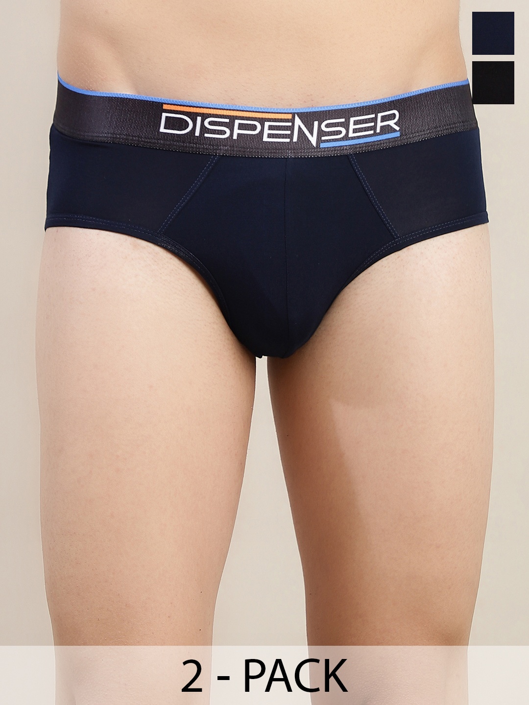 

DISPENSER Pack of 2 Ultra Soft Anti Roll Basic Briefs S2-Brief-Black-Navy-M