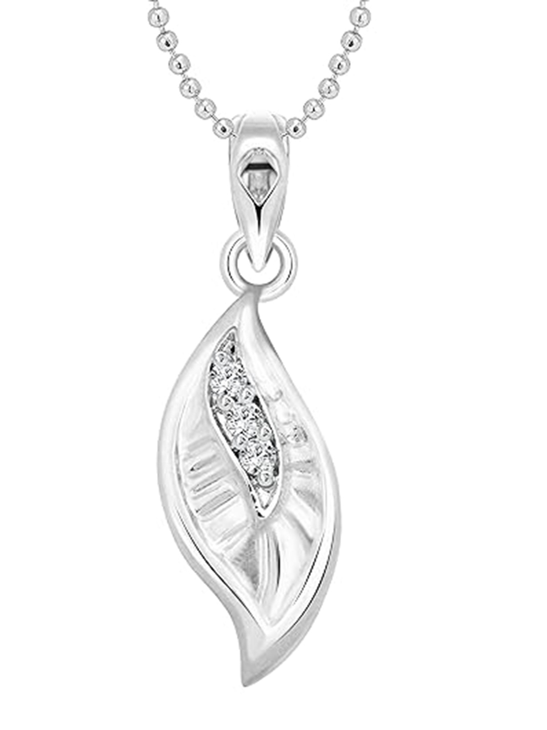 

Vighnaharta Rhodium-Plated Floral Pendant with Chain, Silver