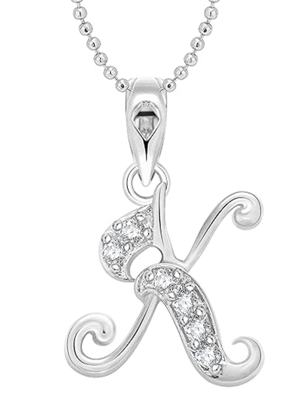 

Vighnaharta Rhodium-Plated Floral Pendant with Chain, Silver