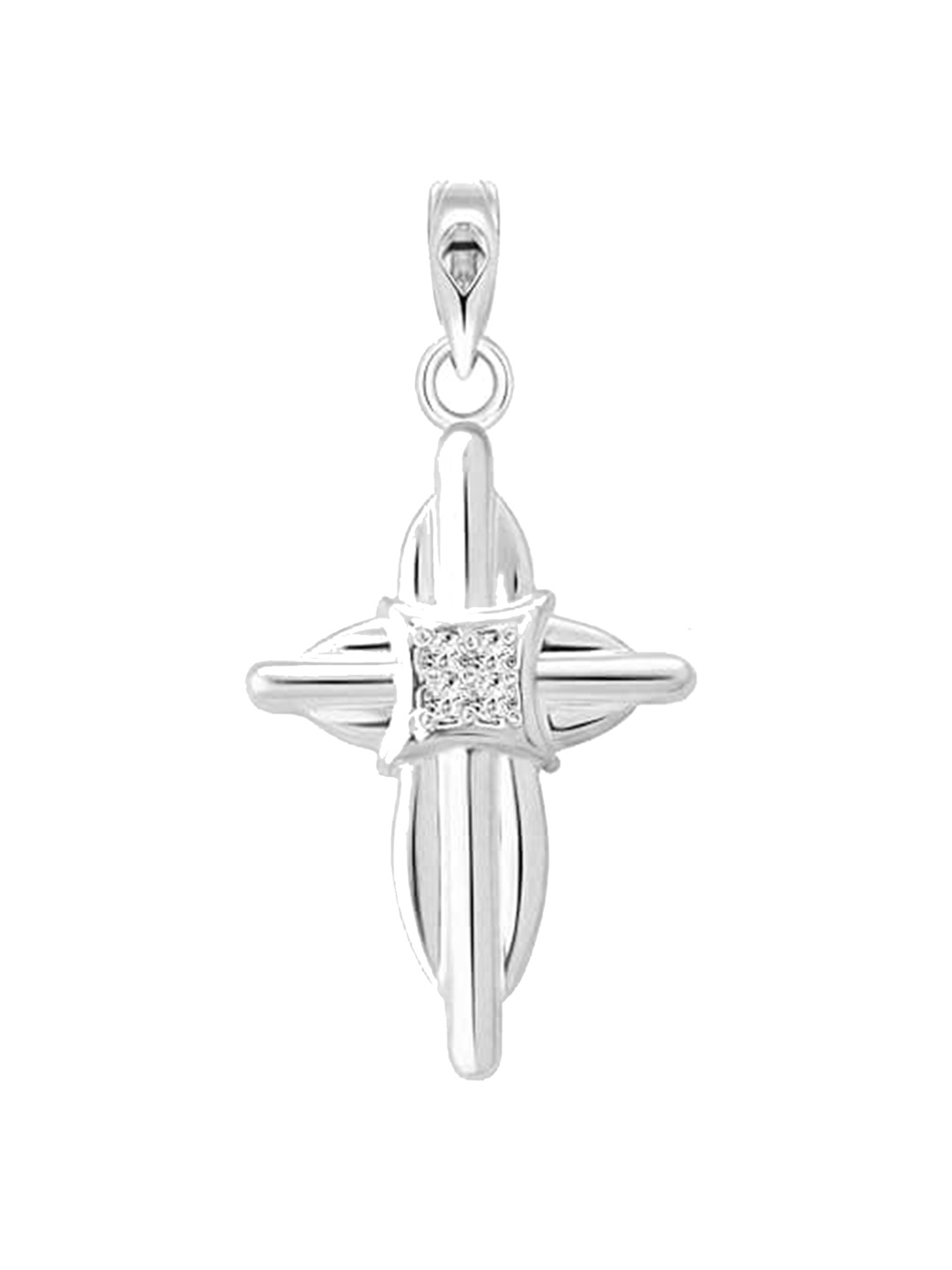 

Vighnaharta Rhodium-Plated Floral Pendant with Chain, Silver