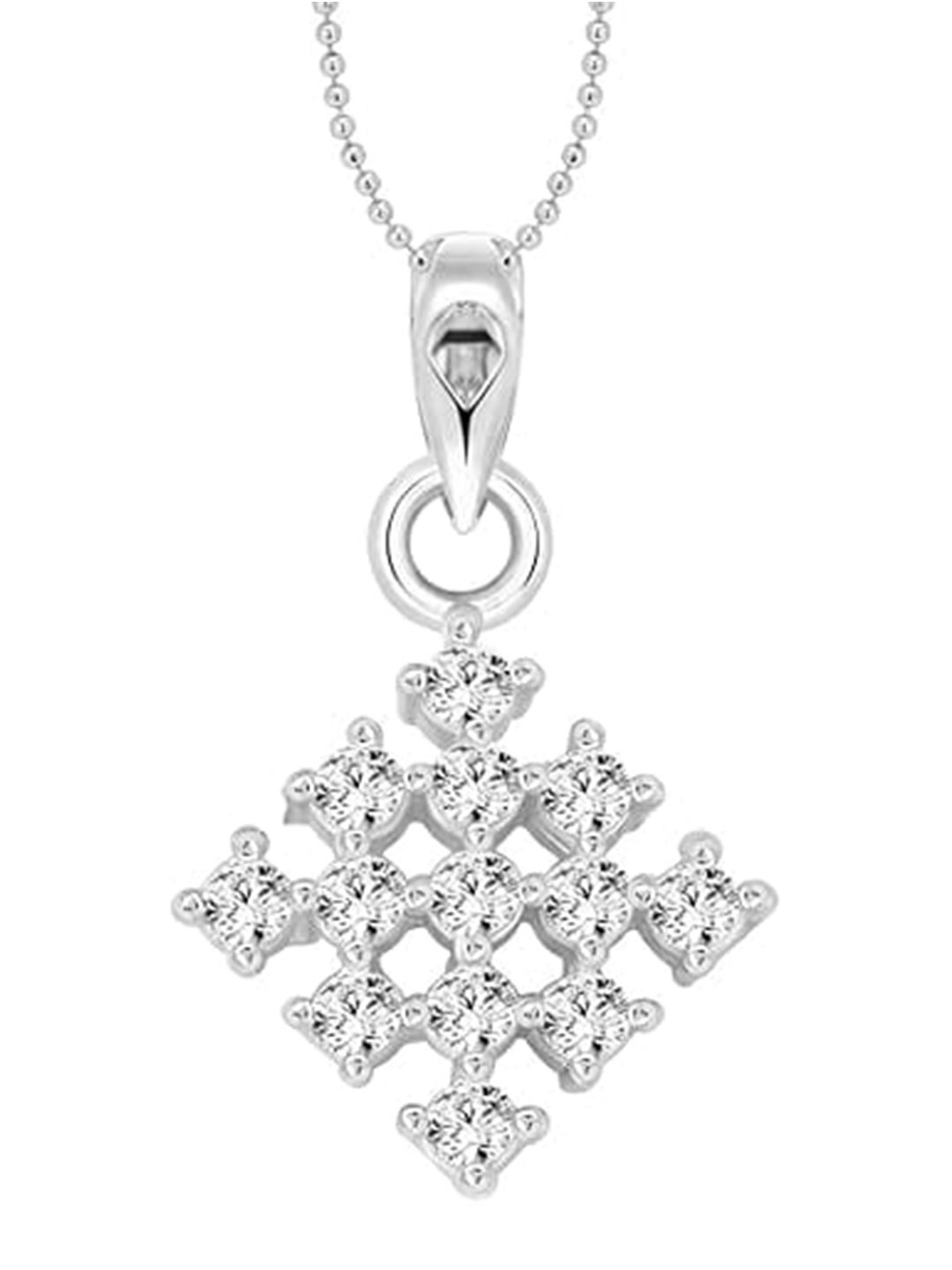 

Vighnaharta Rhodium-Plated Floral Pendant with Chain, Silver