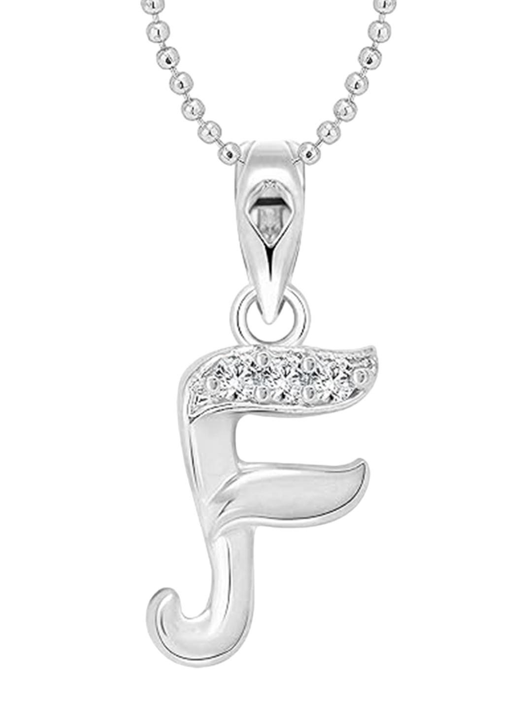 

Vighnaharta Rhodium-Plated Floral Pendant with Chain, Silver