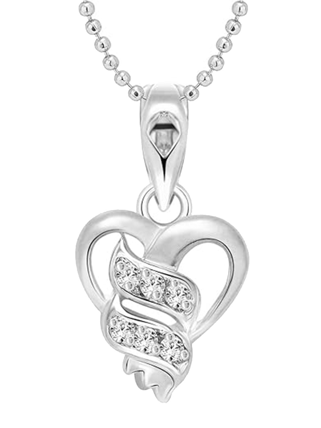 

Vighnaharta Rhodium-Plated Floral Cubic Zirconia Pendants with Chains, Silver