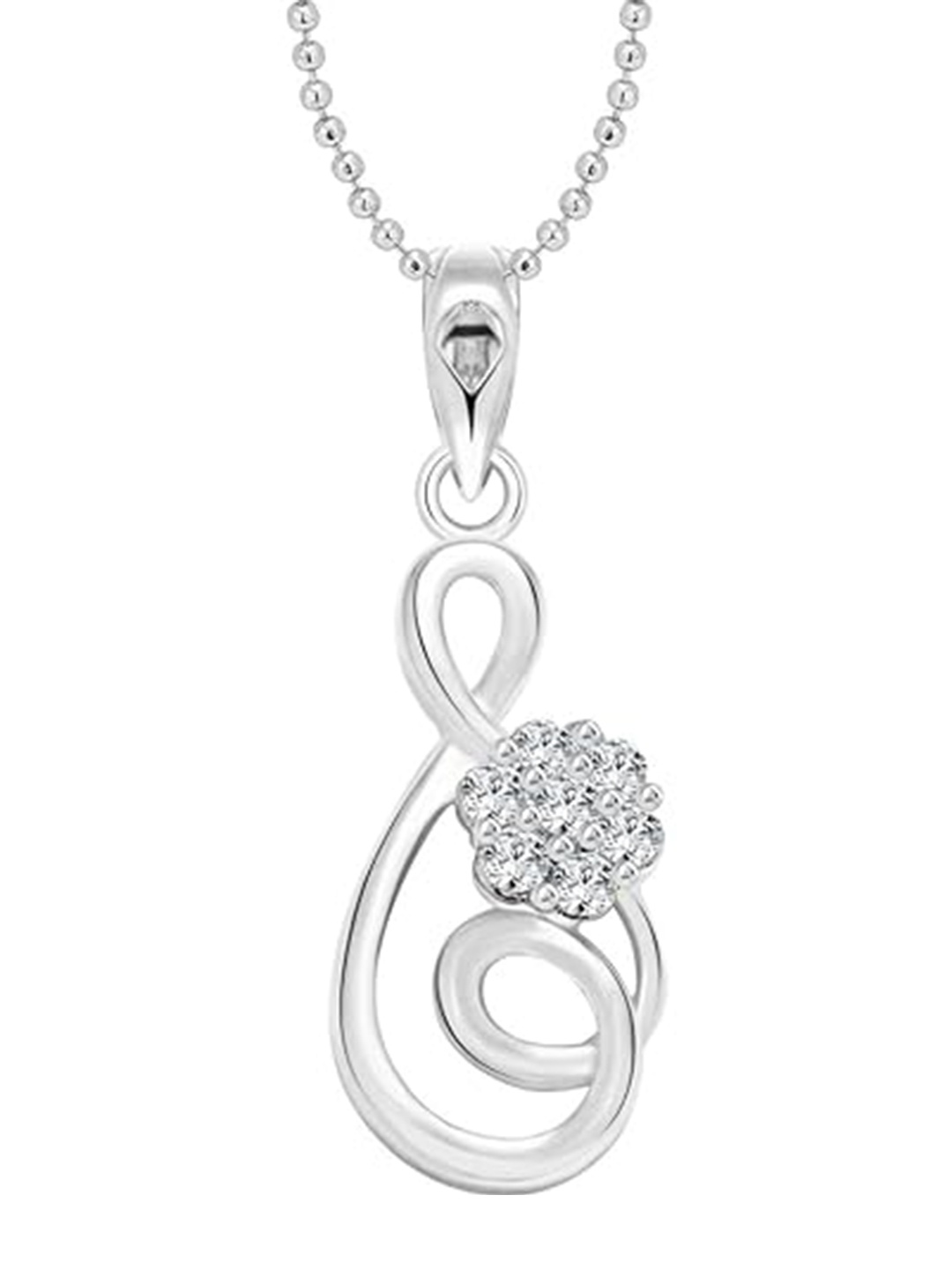 

Vighnaharta Rhodium-Plated Floral Pendants with Chains, Silver