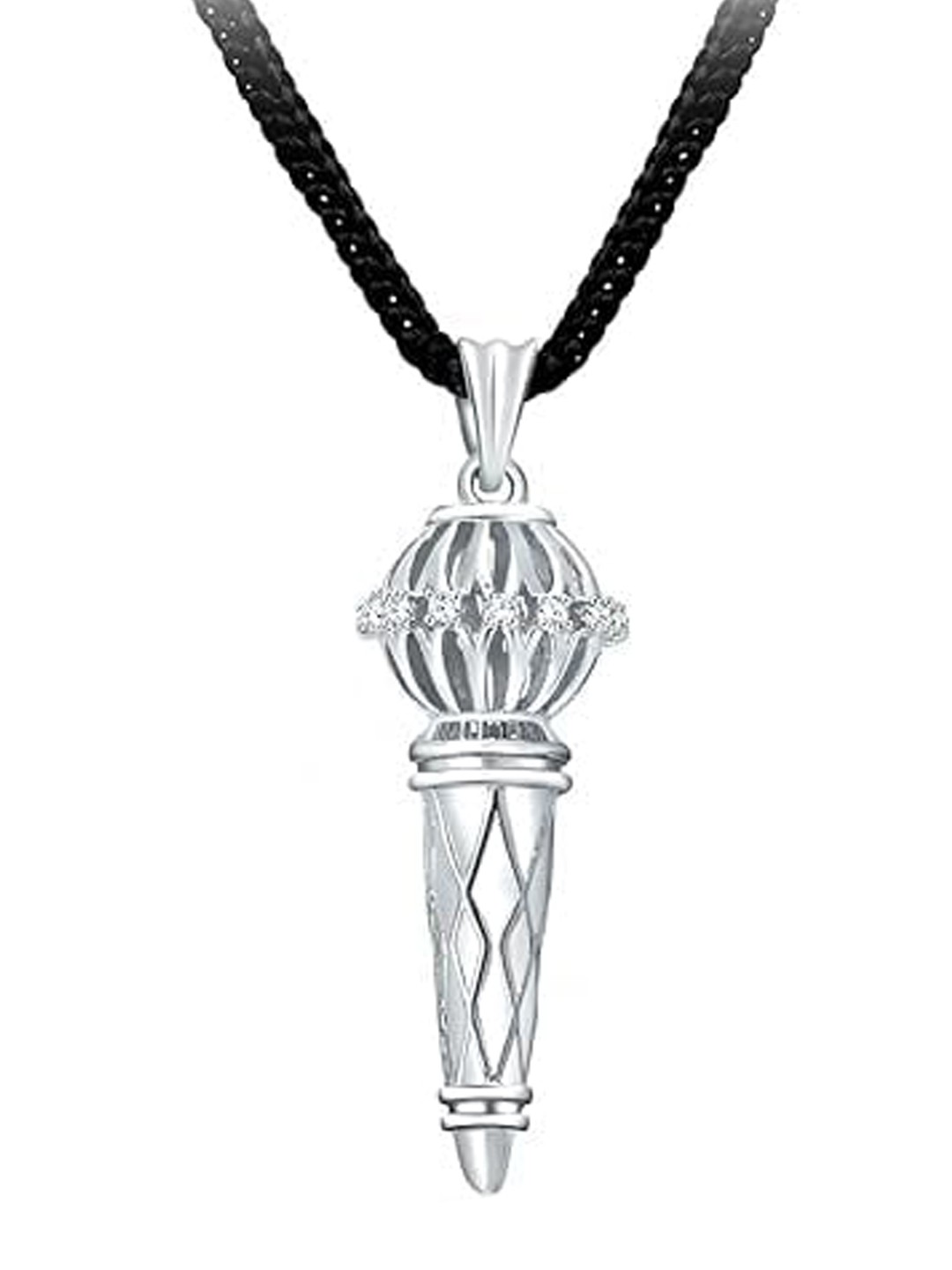 

Vighnaharta Rhodium-Plated Floral Pendants with Chains, Silver