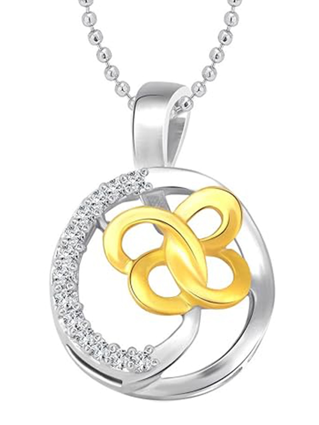 

Vighnaharta Rhodium-Plated Floral Pendants with Chains, Silver