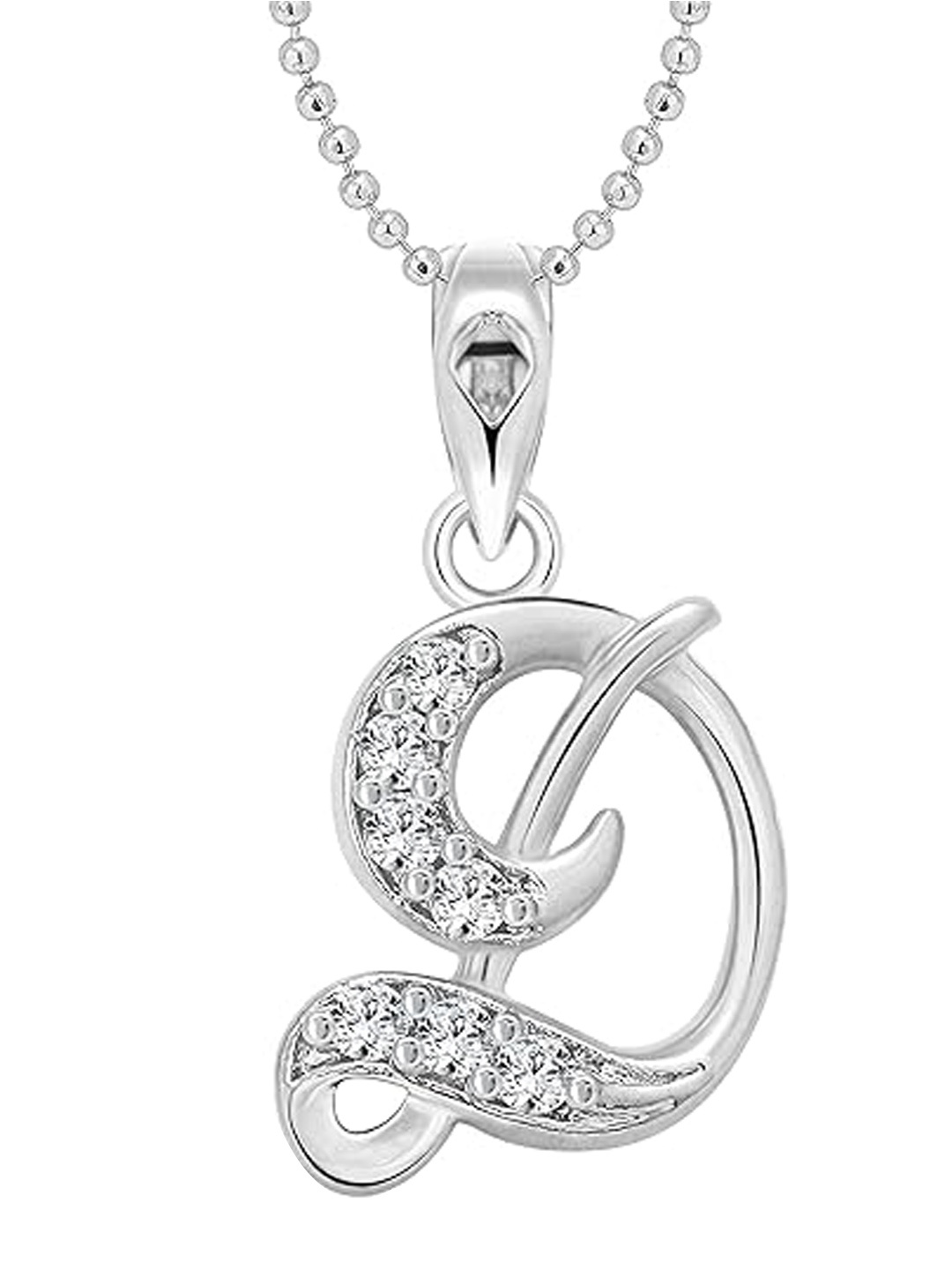

Vighnaharta Rhodium-Plated Floral Pendants with Chains, Silver
