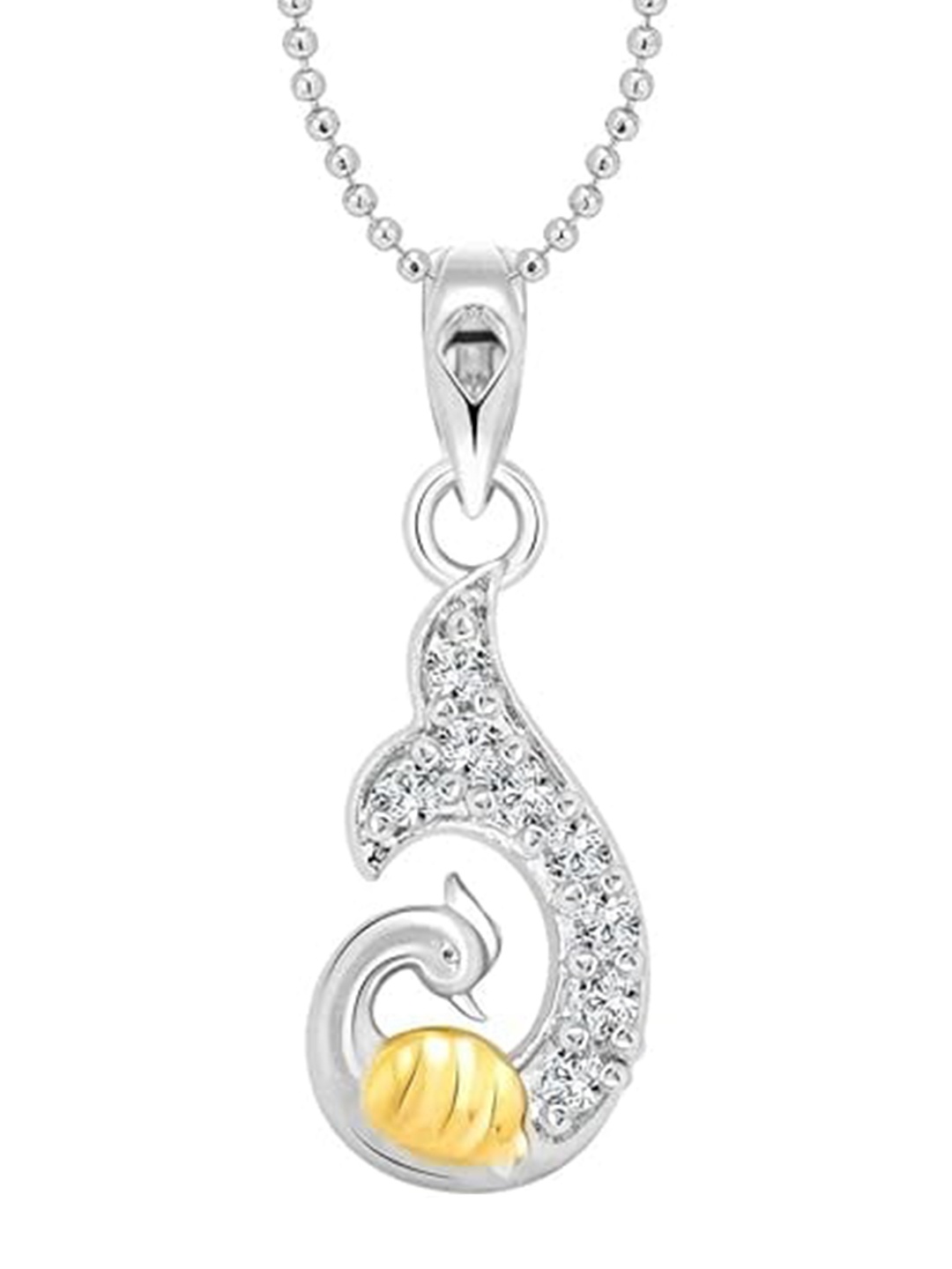 

Vighnaharta Rhodium-Plated Floral Pendants with Chains, Silver