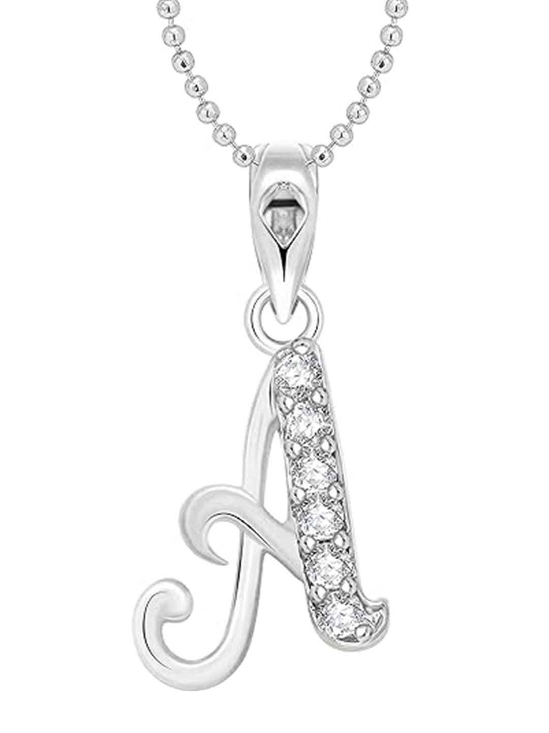 

Vighnaharta Rhodium-Plated Floral Pendants with Chains, Silver