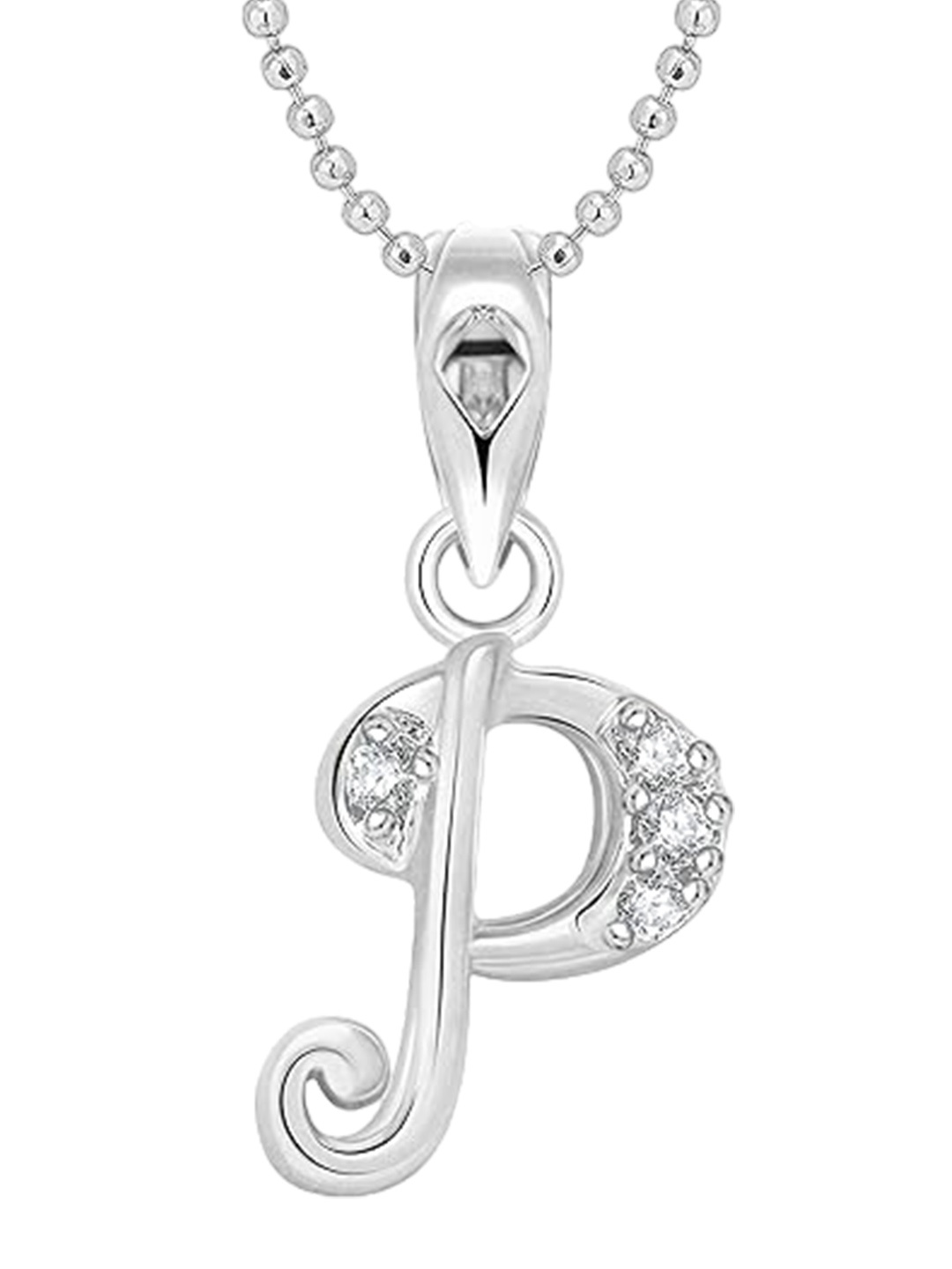 

Vighnaharta Rhodium-Plated Floral Pendants with Chains, Silver