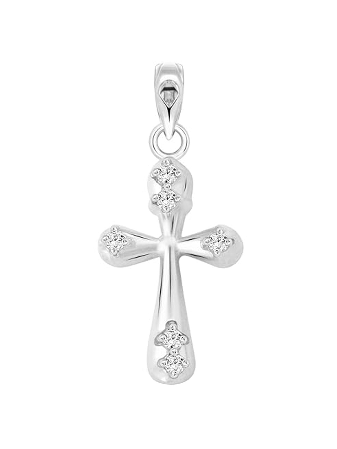 

Vighnaharta Rhodium-Plated Cubic Zirconia Pendants with Chains, Silver