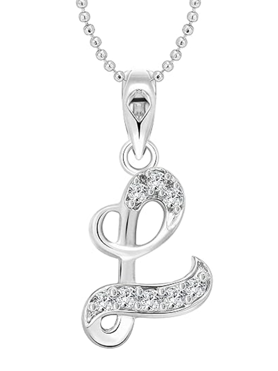 

Vighnaharta Rhodium-Plated Cubic Zirconia Pendants with Chains, Silver