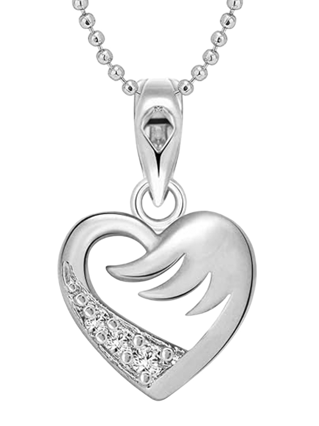 

Vighnaharta Rhodium-Plated Cubic Zirconia Pendants with Chains, Silver
