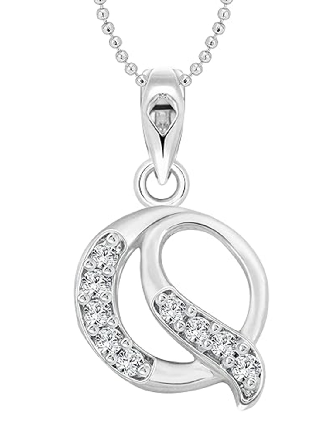

Vighnaharta Rhodium-Plated Cubic Zirconia Pendants with Chains, Silver