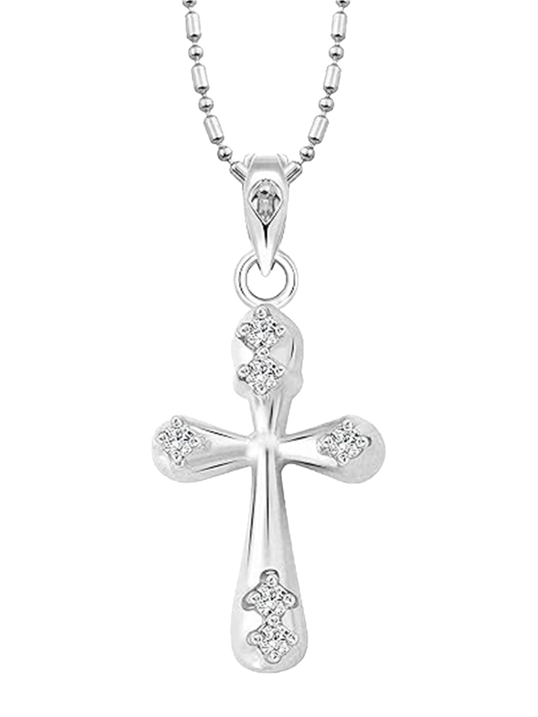 

Vighnaharta Rhodium-Plated Cubic Zirconia Pendants with Chain, Silver