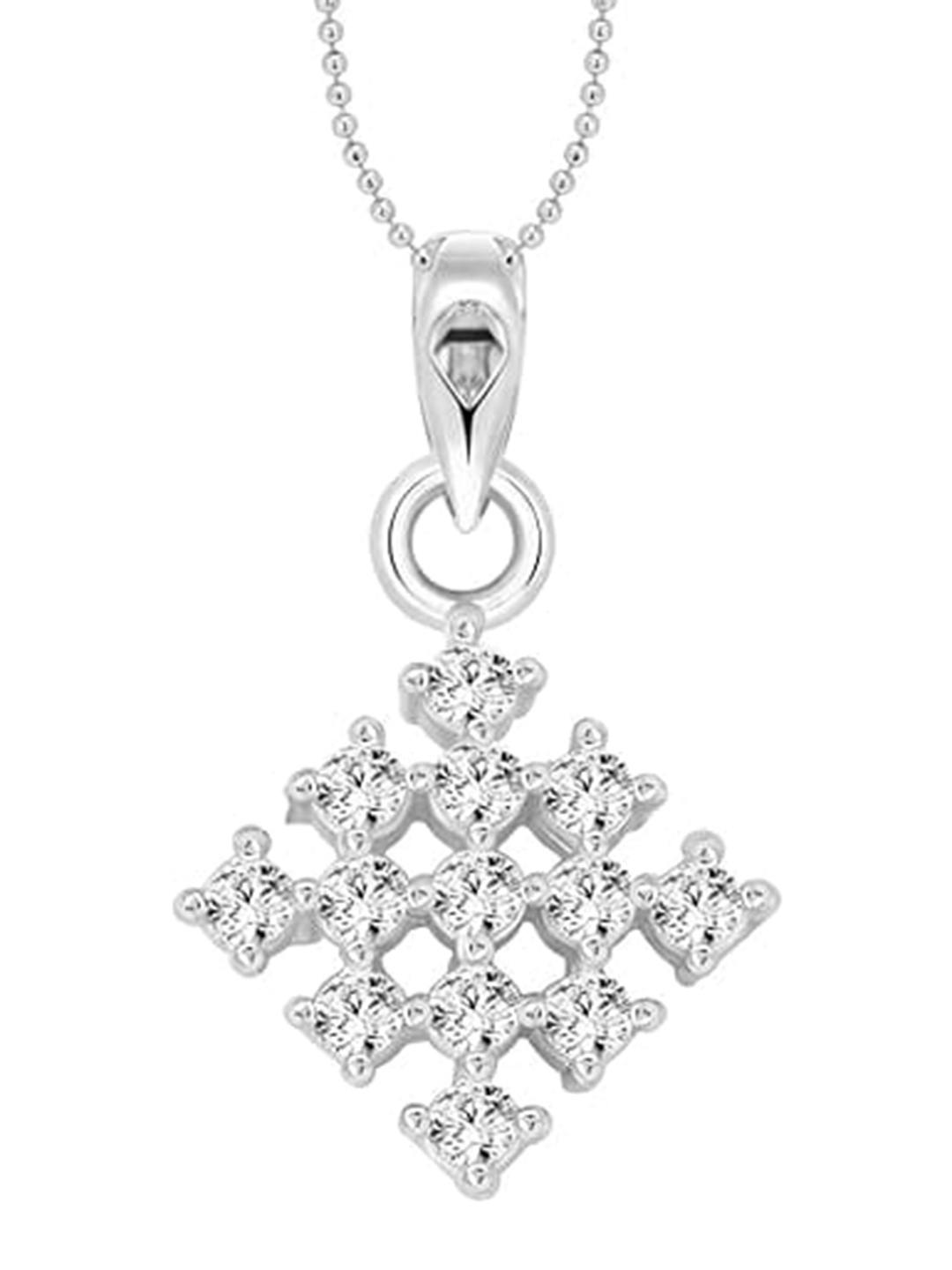 

Vighnaharta Rhodium-Plated Cubic Zirconia Pendant with Chain, Silver