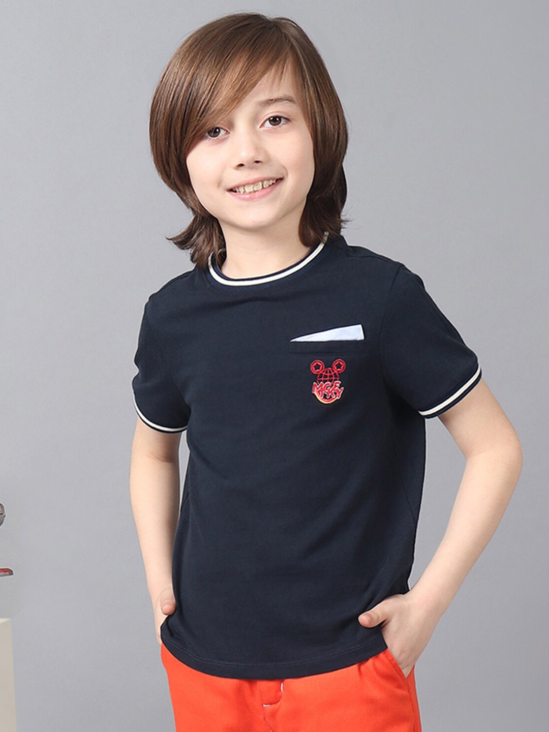 

One Friday Boys Round Neck Short Sleeves Cotton Casual T-shirt, Navy blue
