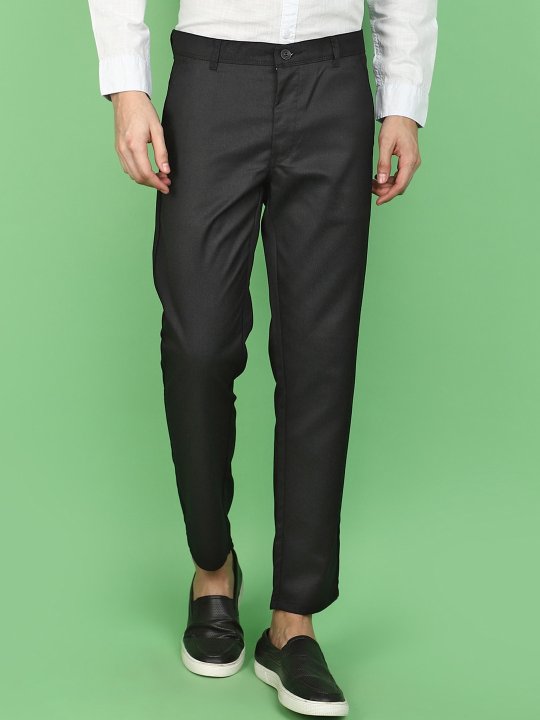 

V-Mart Men Mid Rise Cotton Trousers, Black