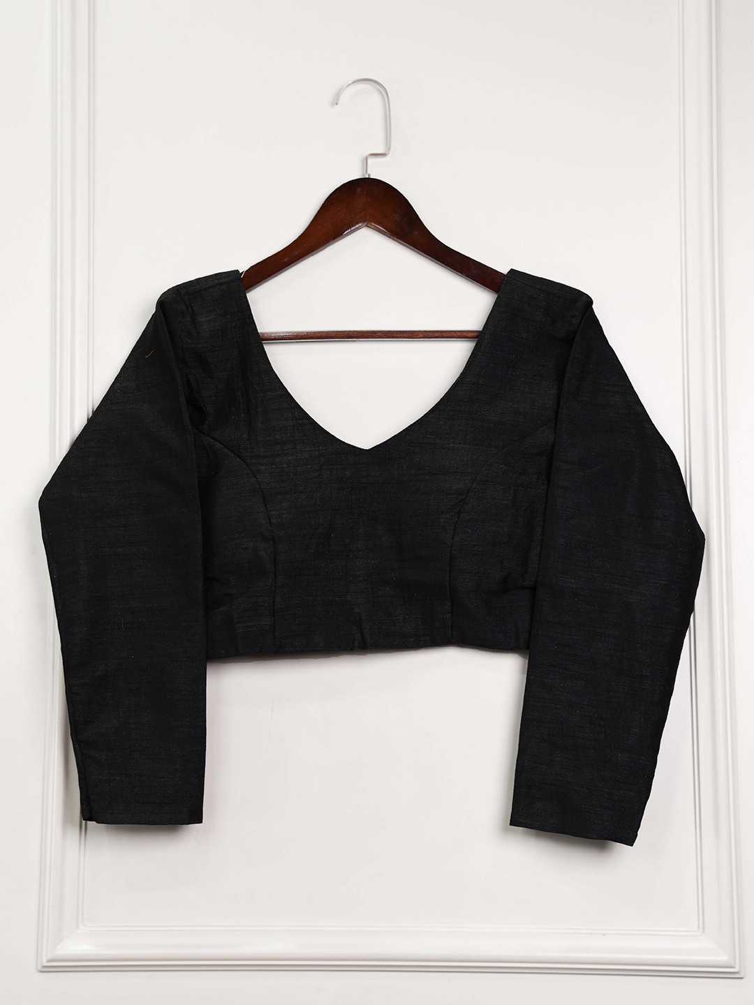 

LOOKNBOOK ART Stitched Silk Saree Blouse, Black
