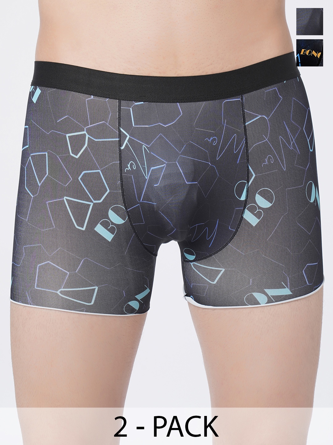 

DISPENSER Pack Of 2 Printed Antimicrobial Breathability Trunks C5-C7-DG-Printed-M, Black