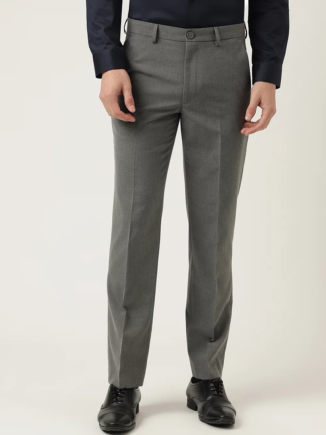 

Marks & Spencer Men Mid-Rise Formal Trousers, Grey