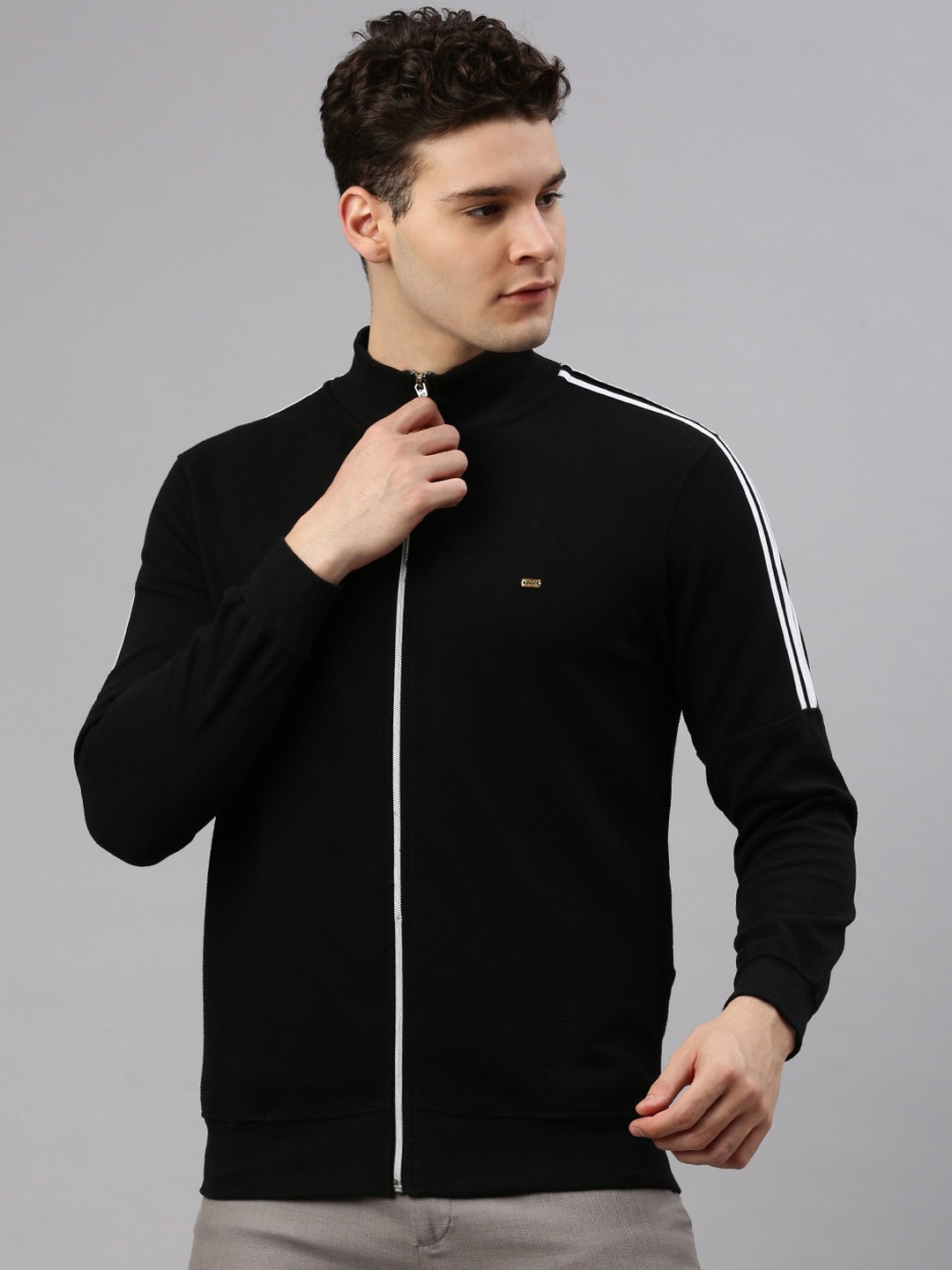 

ZEDD Mock Collar Lightweight Cotton Tailored Jacket, Black