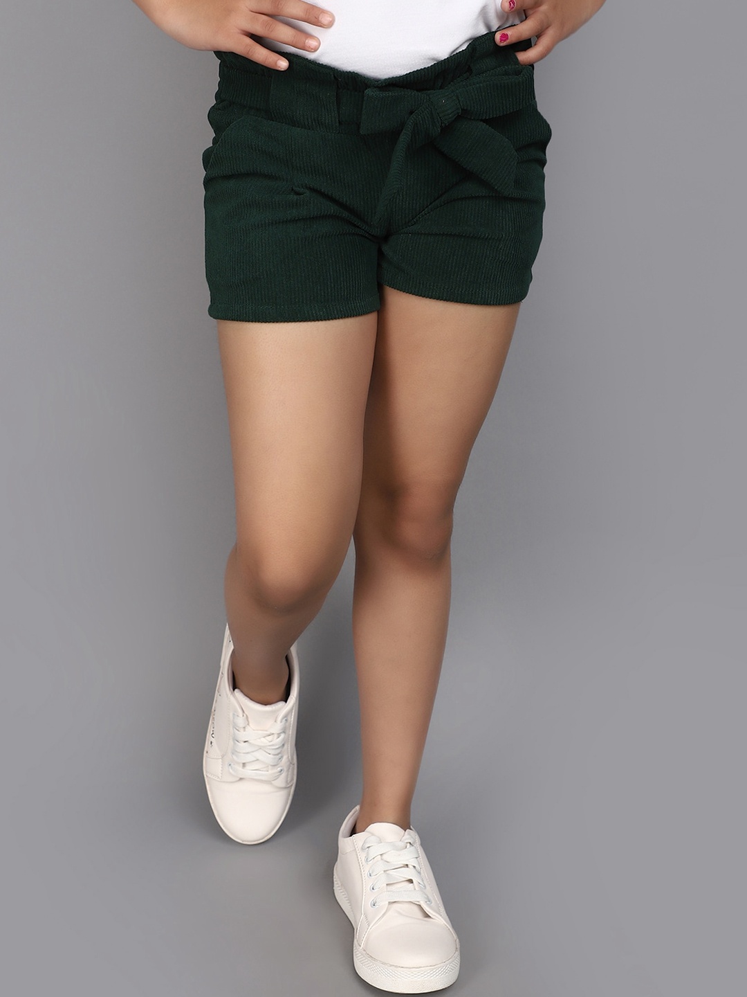 

V-Mart Girls Corduroy Cotton Denim Shorts, Green